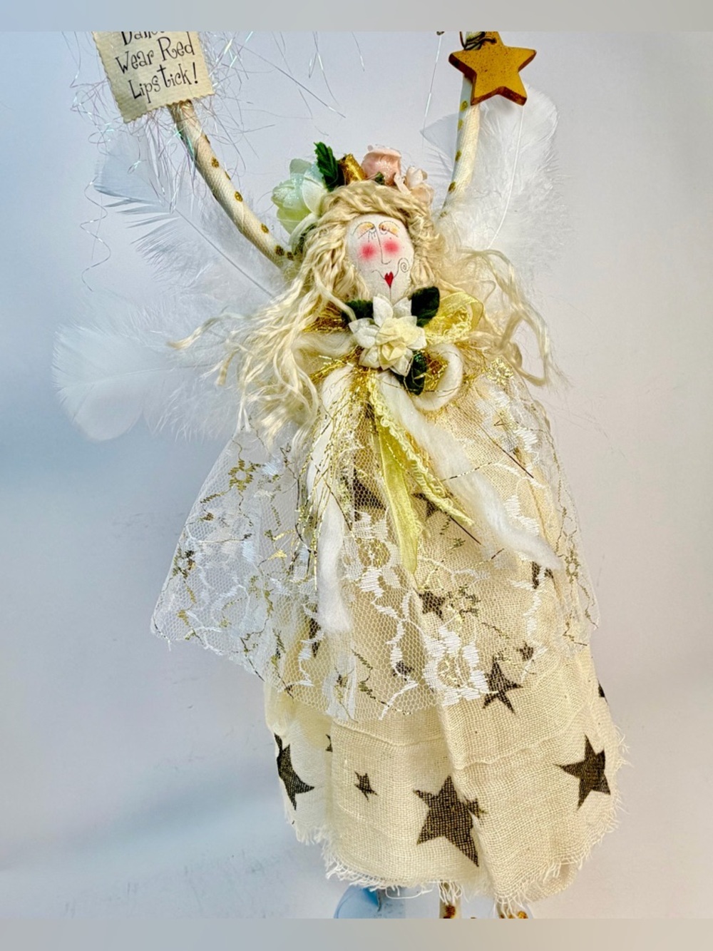 Hanging Angel Doll 15” Cloth Star Sign Cottage Farmhouse Decor - Picture 4 of 13